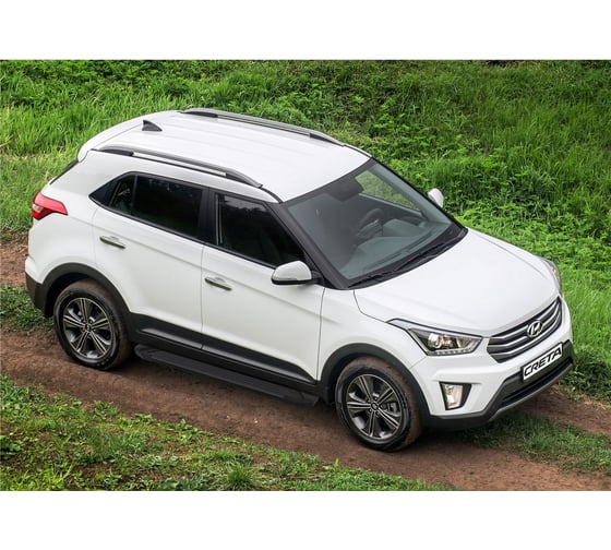 Пороги "Black" Rival для Hyundai Creta 2016-2020 2020-н.в., 173 см, 2 шт., алюминий, F173ALB.2310.1