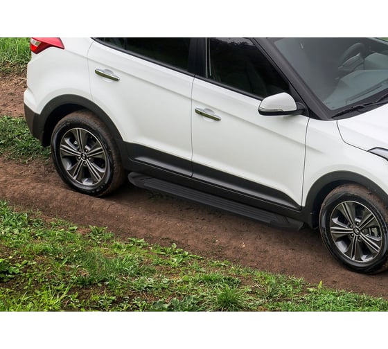 Пороги "Black" Rival для Hyundai Creta 2016-2020 2020-н.в., 173 см, 2 шт., алюминий, F173ALB.2310.1