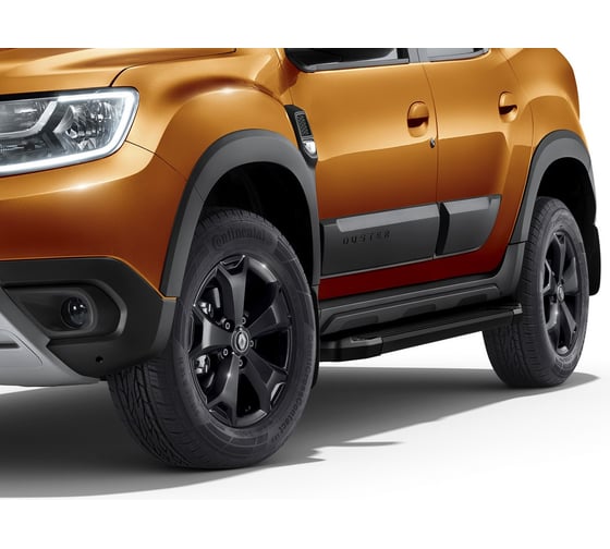 Пороги "Black" Rival для Nissan Terrano III 2014-2017 2017-н.в./Renault Arkana 2019-н.в./Duster 2010-2015 2015-н.в./Kaptur I рестайлинг 2020-н.в., 173 см, 2 шт., алюминий, F173ALB.4701.3 1