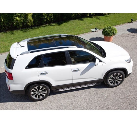 Пороги "Bmw-Style круг" Rival для Kia Sorento II рестайлинг 2012-2020, 173 см, 2 шт., алюминий, D173AL.2305.2