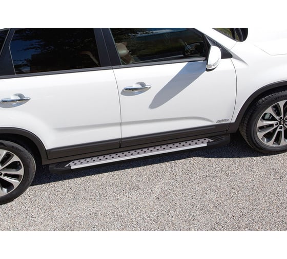 Пороги "Bmw-Style круг" Rival для Kia Sorento II рестайлинг 2012-2020, 173 см, 2 шт., алюминий, D173AL.2305.2