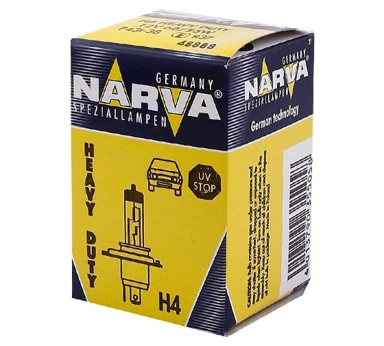 Автолампа NARVA H4 60 55 P43t-38 HEAVY DUTY 12V 1 10 100 488883000