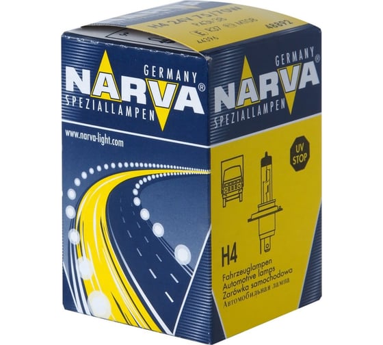 Автолампа NARVA H4 75 70 P43t-38 24V 1 10 100 HIT 488923000