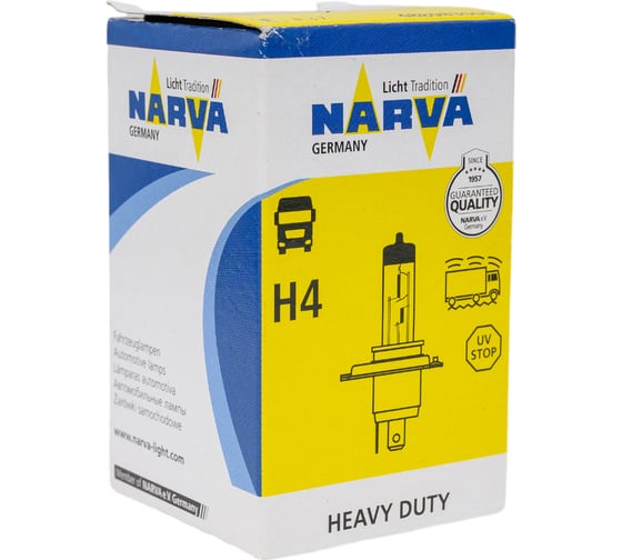 Автолампа NARVA H4 75 70 P43t-38 HEAVY DUTY 24V 1 10 100 488983000