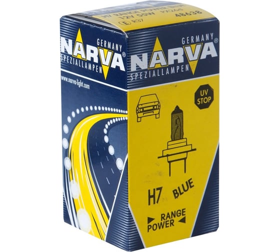 Автолампа NARVA H7 55 PX26d+50% RANGE POWER BLUE 12V 1 10 100 486383000 1