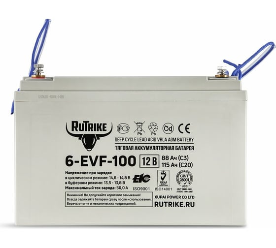 Тяговый гелевый аккумулятор RUTRIKE 6-EVF-100 12V100A/H C3 021664