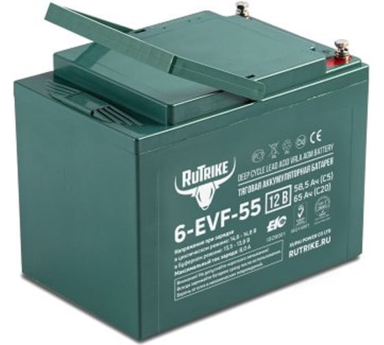 Тяговый аккумулятор 6-EVF-55, 12В, 55 А/ч (C5) Rutrike 021946