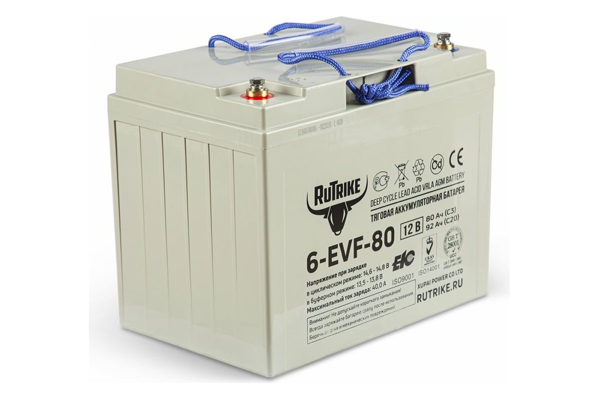 Тяговый гелевый аккумулятор RUTRIKE 6-EVF-80 12V80A/H C3 021947 .