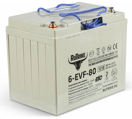 Тяговый аккумулятор RUTRIKE 6-EVF-80 12V80A/H C3 021947