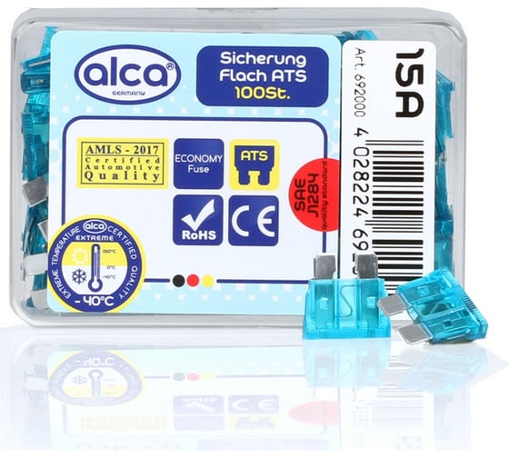 Флажковые предохранители Alca 15 А, 100 шт. 692000