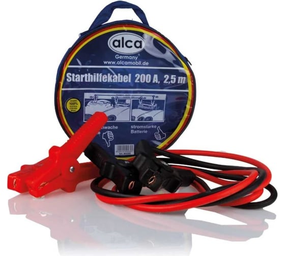 Стартерные кабели Alca 2.5 м, 200 А, медь, сумка 404300