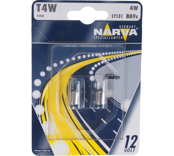 Автолампа NARVA T4W BA9s блистер, 2шт 12V 1 10 171314000