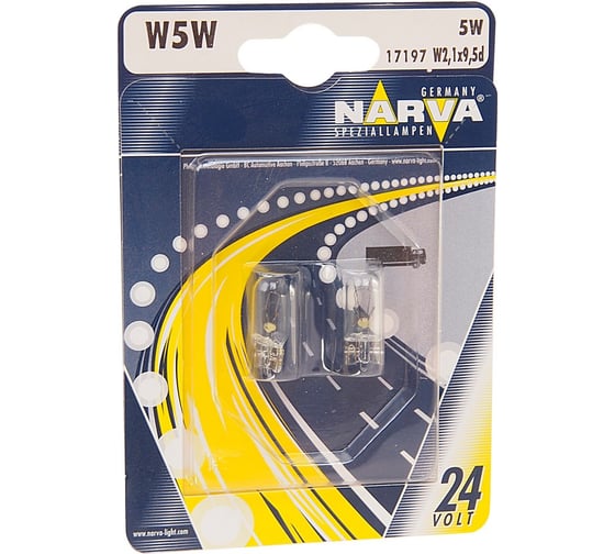 Автолампа NARVA W5W W2.1x9.5d блистер, 2шт 24V 1 10 OLD 17197B2 1
