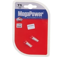 Автолампа MEGAPOWER T5 W2x4.6d 1 SMD 3528 WHITE блистер 2шт 6000K 18лм 12V 1 50 50113