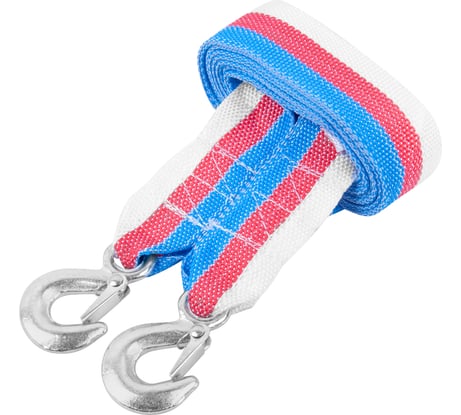 Буксировочный трос AUTOVIRAZH 7 т 5 м - лента с 2 крюками в чехле на молнии AV-600038