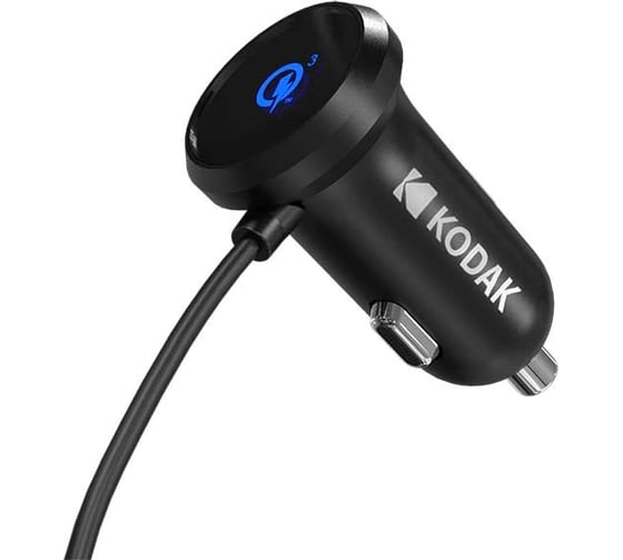 Автомобильное зарядное устройство с Micro USB KODAK кабель 1.2м Quick Charge, 3А, 12-24В UC104