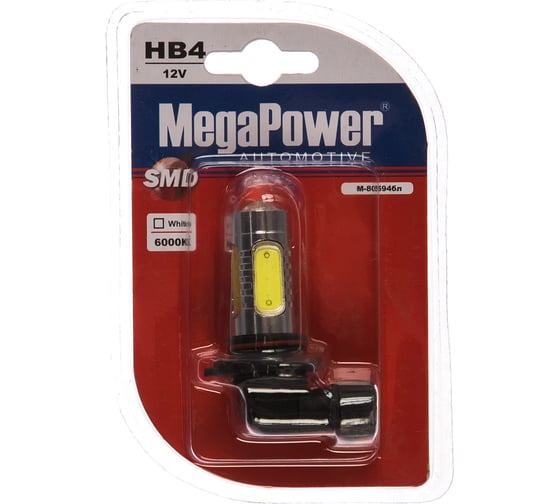 Автолампа MEGAPOWER HB4 P22d 5 SMD MEGA WHITE 6000K M-80594бл
