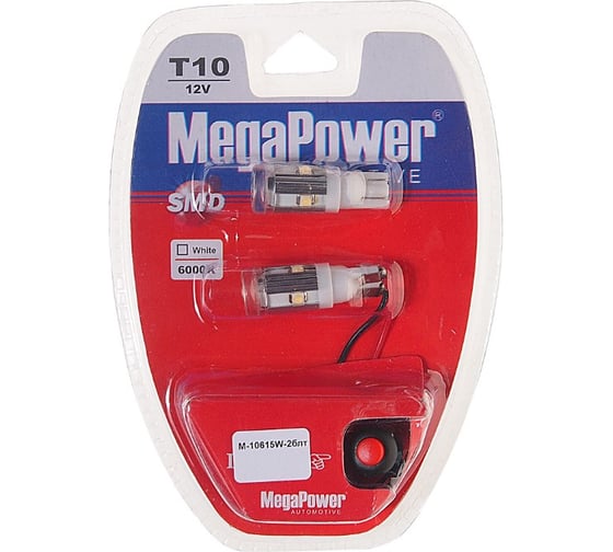 Автолампа T10W W2.1x9.5d 5 SMD CREE CHIPS WHITE MEGAPOWER M-10615W-2блт