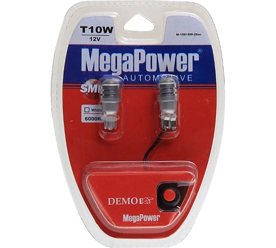 Автолампа T10W W2.1x9.5d 1 SMD CREE WHITE блистер MEGAPOWER M-10916W-2блт 1