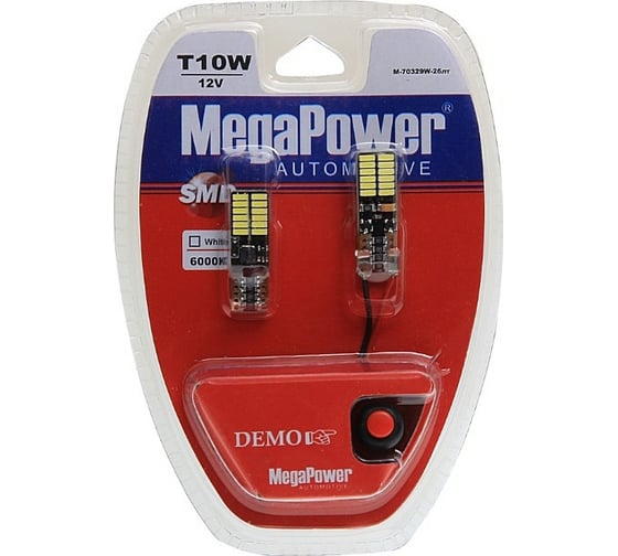 Автолампа T10W W2.1x9.5d 24 SMD 4014 WHITE 6000К MEGAPOWER M-70329W-2блт 1