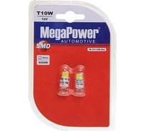 Автолампа T10W W2.1x9.5d 2 LED COB WHITE блистер MEGAPOWER M-10118W-2бл
