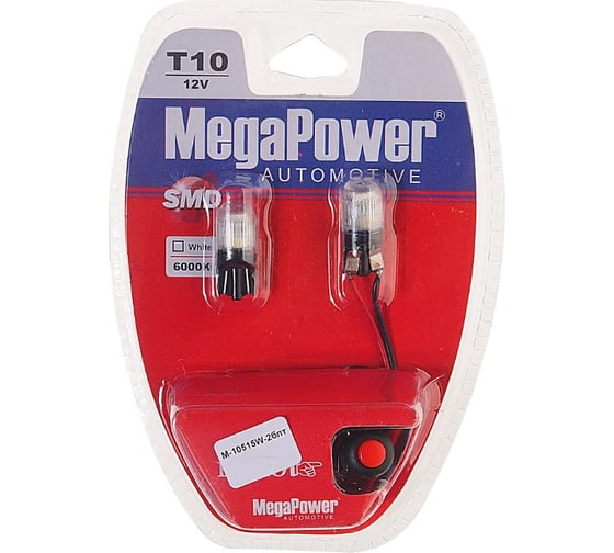 Автолампа T10W W2.1x9.5d 3 SMD 5060+2835 WHITE MEGAPOWER M-10515W-2блт