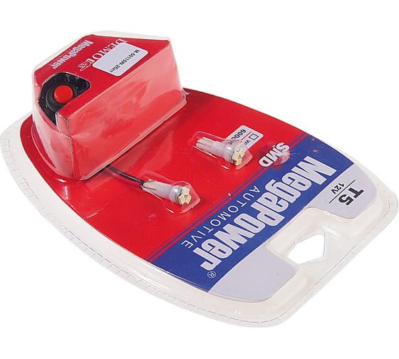 Автолампа T5 W2х4.6d 3 SMD 3020 WHITE блистер MEGAPOWER M-50115W-2блт