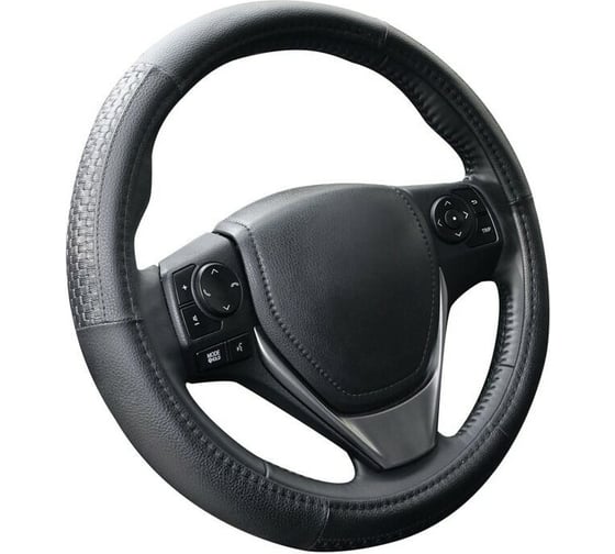 Оплетка KRAFT иск кожа с тиснением, черная, 38 см / M KT 800315