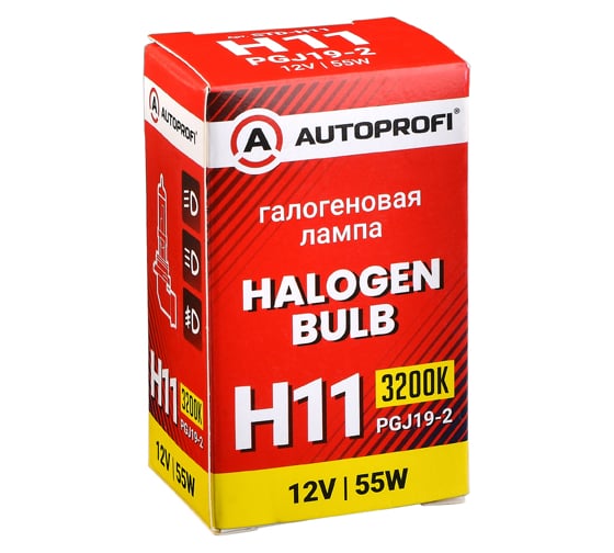 Автомобильная галогенная лампа AUTOPROFI H11, 12V, 55W, (PGJ19-2),1 шт, STANDARD STD-H11