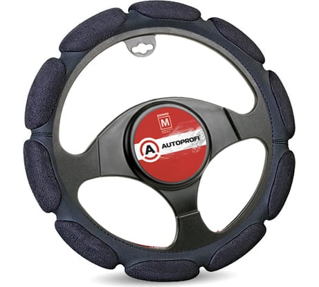 Оплетка руля AUTOPROFI алькантара SP-9030 BK M