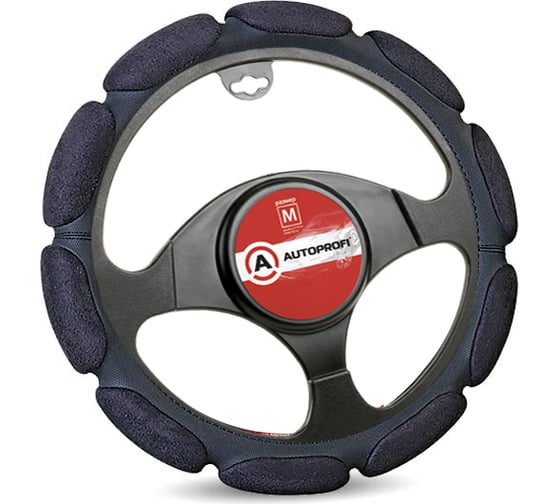 Оплетка руля AUTOPROFI алькантара SP-9030 BK M