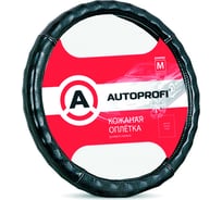 Оплетка руля AUTOPROFI натуральная кожа глянцевая ребристая L AP-765 BK L