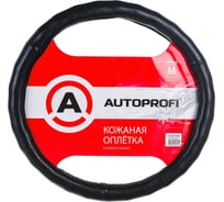 Оплетка руля AUTOPROFI натуральная кожа глянцевая ребристая М AP-765 BK M