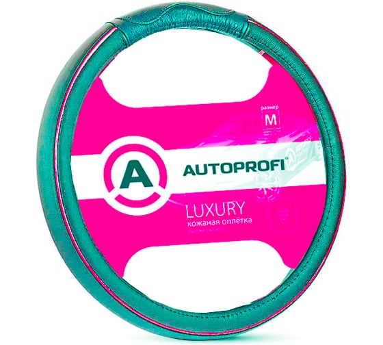 Оплетка руля AUTOPROFI серия LUXURY натуральная кожа AP-1080 BK BK M