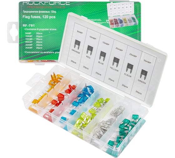 Предохранители флажковые Rockforce 120пр. RF-791(54545)