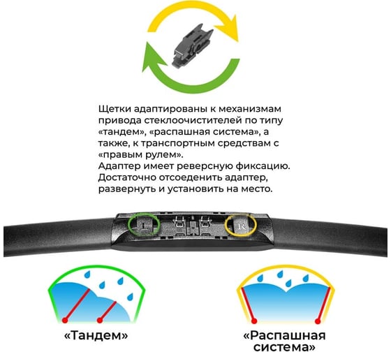 Щетка стеклоочистителя мультиадаптерная в блистере 24/60 см SUPER FLAT+ Rekzit 91360