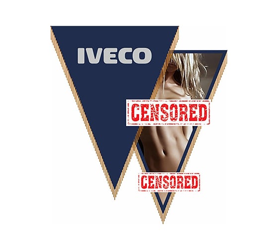 Треугольный вымпел IVECO с девушкой фон синий SKYWAY S05101028