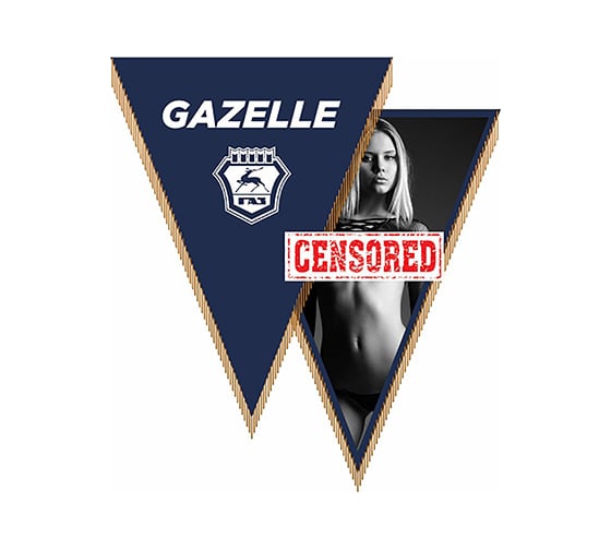 Треугольный вымпел GAZELLE с девушкой фон синий SKYWAY S05101026