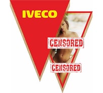 Треугольный вымпел IVECO с девушкой фон красный SKYWAY S05101027