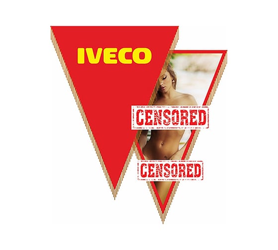 Треугольный вымпел IVECO с девушкой фон красный SKYWAY S05101027