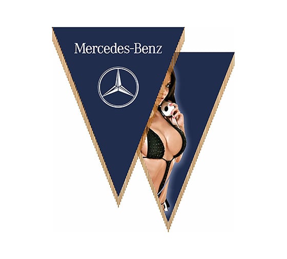 Треугольный вымпел Mersedes-Benz с девушкой фон синий SKYWAY S05101060