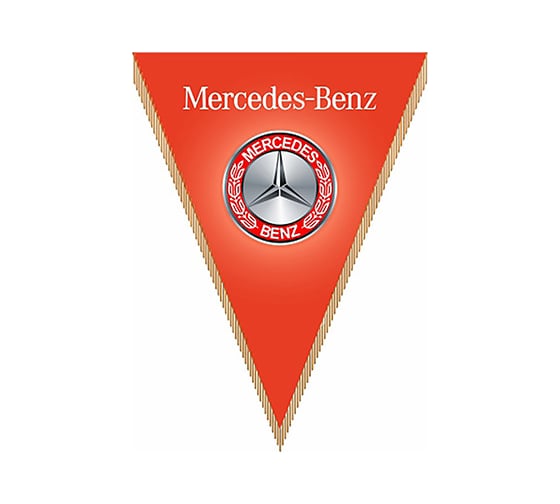Треугольный вымпел Mersedes-Benz фон оранжевый SKYWAY S05101054