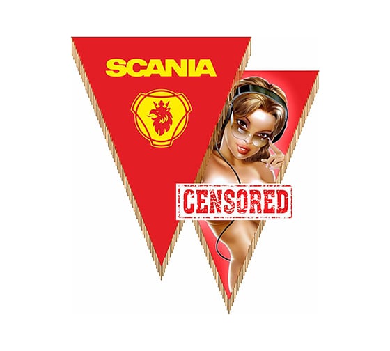 Треугольный вымпел SCANIA с девушкой фон красный SKYWAY S05101079