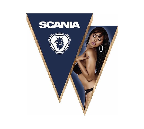 Треугольный вымпел SCANIA с девушкой фон синий SKYWAY S05101080