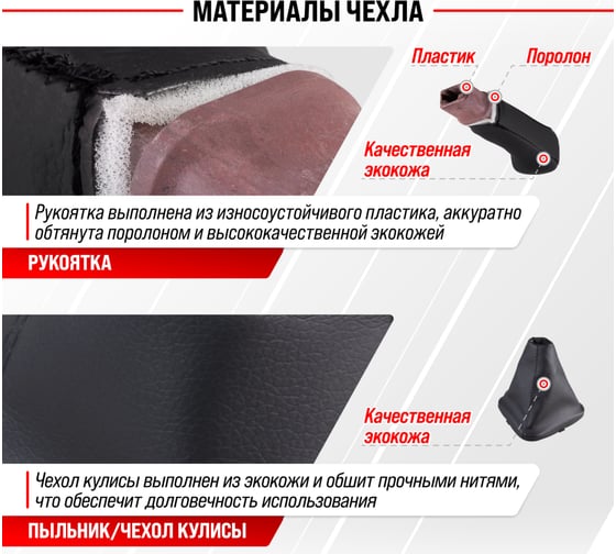 Ручка КПП кожа искусственная 2115 с чехлом серая SKYWAY S06202018