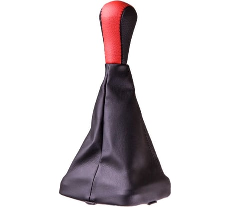 Ручка КПП кожа искусственная перфорированная 2115 с чехлом красная SKYWAY S06202017