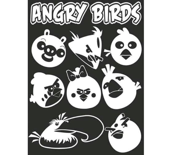 Наклейка SKYWAY БЛИКЕР термо плоттер Angry Birds цвет серебро Л1909 1
