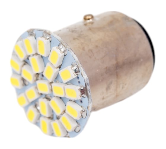 Автолампа диод S25 22 SMD диода BAY15d 2-контурная, белая SKYWAY S08201062