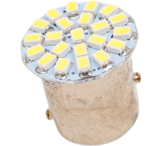 Автолампа диод S25 22 SMD диода BAY15d 2-контурная, белая SKYWAY S08201062