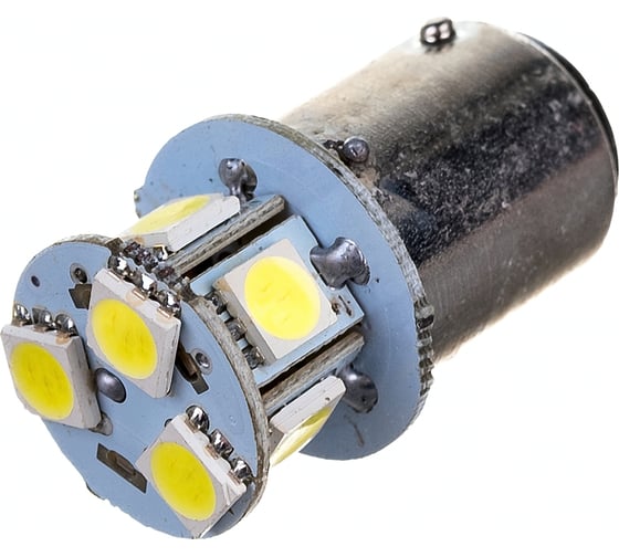 Автолампа диод S25 24V 8 SMD диодов BAY15d 2-контурная белая SKYWAY S08202011